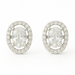 Load image into Gallery viewer, 925 Sterling Silver Oval Halo Stud Earrings with Brilliant CZ Stones Silver Ocean 925 Sterling Silver Oval Halo Stud Earrings with Brilliant CZ Stones