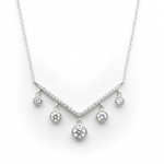 Load image into Gallery viewer, Luxury V-Shape Sterling Silver Necklace with Shimmering CZ Drops Silver Ocean Luxury V-Shape Sterling Silver Necklace with Shimmering CZ Drops