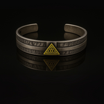 Load image into Gallery viewer, Men's Antique Silver Kada with Illuminati Eye Symbol – Tribal Engraved Open Cuff Bracelet silver ocean jnd Men's Antique Silver Kada with Illuminati Eye Symbol – Tribal Engraved Open Cuff Bracelet