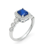 Load image into Gallery viewer, Royal Blue Sapphire &amp; CZ Silver Ring - SILVER OCEAN Royal Blue Sapphire &amp; CZ Silver Ring
