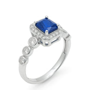 Royal Blue Sapphire & CZ Silver Ring - SILVER OCEAN Royal Blue Sapphire & CZ Silver Ring