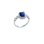 Load image into Gallery viewer, Royal Blue Sapphire &amp; CZ Silver Ring - SILVER OCEAN Royal Blue Sapphire &amp; CZ Silver Ring
