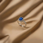 Load image into Gallery viewer, Royal Blue Sapphire &amp; CZ Silver Ring - SILVER OCEAN Royal Blue Sapphire &amp; CZ Silver Ring
