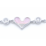 Load image into Gallery viewer, Stylish Silver Heart &amp; Bow Bracelet for Women – Cute Charm Bracelet with Pink Enamel &amp; Zircon Stones - SILVER OCEAN Stylish Silver Heart &amp; Bow Bracelet for Women – Cute Charm Bracelet with Pink Enamel &amp; Zircon Stones
