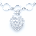 Load image into Gallery viewer, 925 Sterling Silver Circle Link Bracelet with Sparkling Heart Charm – Adjustable Women’s Jewelry Silver Ocean 925 Sterling Silver Circle Link Bracelet with Sparkling Heart Charm – Adjustable Women’s Jewelry
