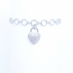 Load image into Gallery viewer, 925 Sterling Silver Circle Link Bracelet with Sparkling Heart Charm – Adjustable Women’s Jewelry Silver Ocean 925 Sterling Silver Circle Link Bracelet with Sparkling Heart Charm – Adjustable Women’s Jewelry
