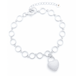 Load image into Gallery viewer, 925 Sterling Silver Circle Link Bracelet with Sparkling Heart Charm – Adjustable Women’s Jewelry Silver Ocean 925 Sterling Silver Circle Link Bracelet with Sparkling Heart Charm – Adjustable Women’s Jewelry
