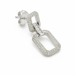Load image into Gallery viewer, silver Modern Rectangular Link Drop Earrings with Sparkling Pave diamond - SILVER OCEAN silver Modern Rectangular Link Drop Earrings with Sparkling Pave diamond
