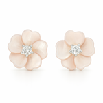 Load image into Gallery viewer, Silver delicate Pink Floral Stud Earrings with Shimmering Center Stone - SILVER OCEAN Silver delicate Pink Floral Stud Earrings with Shimmering Center Stone
