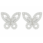 Load image into Gallery viewer, 925 Sterling Silver Butterfly Earrings – Stud Design with Sparkling CZ Stones Silver Ocean 925 Sterling Silver Butterfly Earrings – Stud Design with Sparkling CZ Stones
