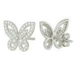 Load image into Gallery viewer, 925 Sterling Silver Butterfly Earrings – Stud Design with Sparkling CZ Stones Silver Ocean 925 Sterling Silver Butterfly Earrings – Stud Design with Sparkling CZ Stones
