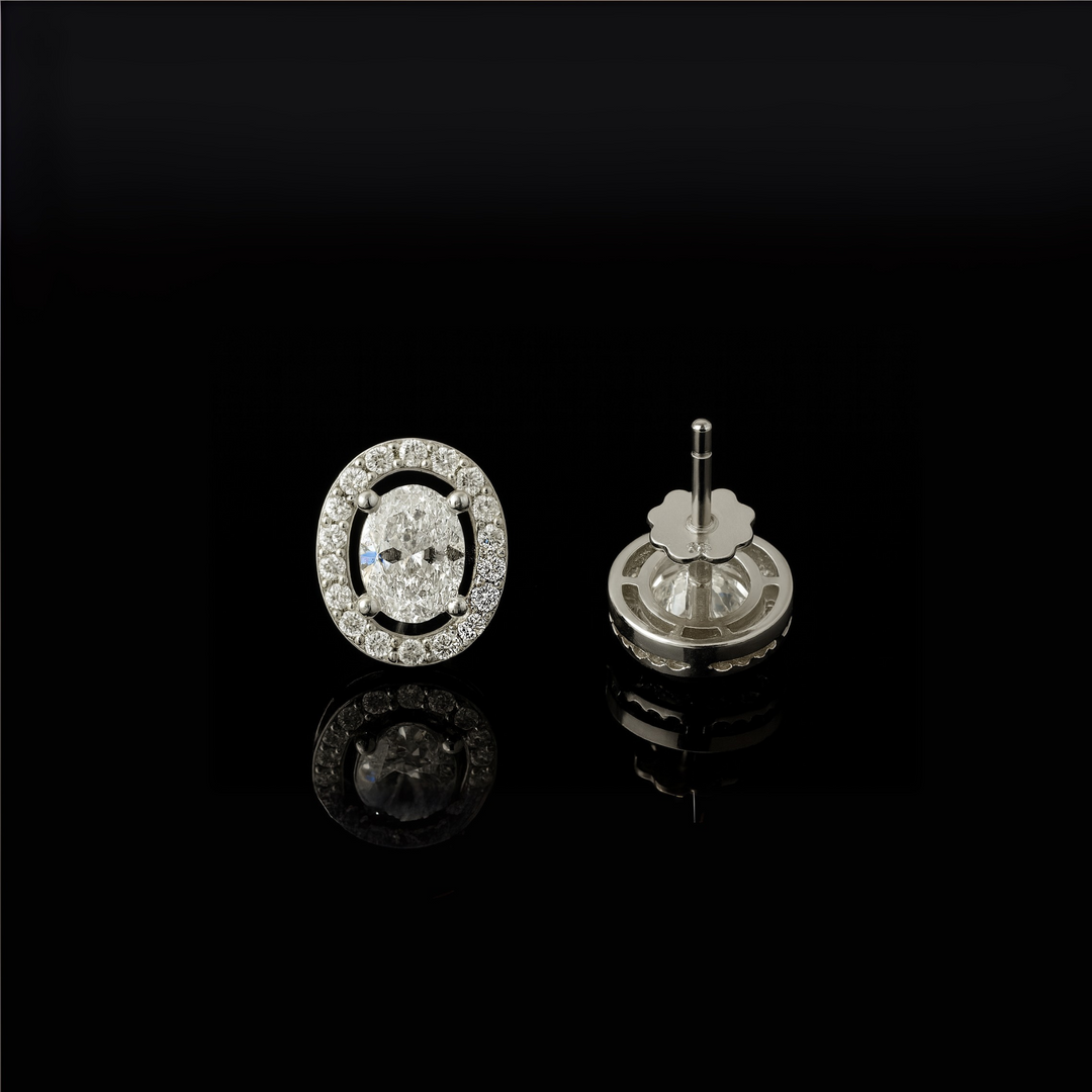 925 Sterling Silver Oval Halo Stud Earrings with Brilliant CZ Stones Silver Ocean 925 Sterling Silver Oval Halo Stud Earrings with Brilliant CZ Stones