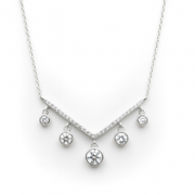 Luxury V-Shape Sterling Silver Necklace with Shimmering CZ Drops Silver Ocean Luxury V-Shape Sterling Silver Necklace with Shimmering CZ Drops