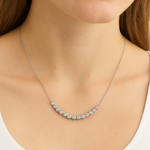 Load image into Gallery viewer, 925 Sterling Silver Necklace with Sparkling Round Zircon Line Silver Ocean 925 Sterling Silver Necklace with Sparkling Round Zircon Line
