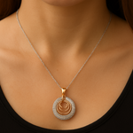 Load image into Gallery viewer, 925 Sterling Silver Necklace with Rose-Plated Triple Ring Pendant Silver Ocean 925 Sterling Silver Necklace with Rose-Plated Triple Ring Pendant
