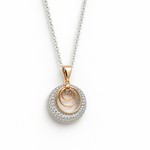 Load image into Gallery viewer, 925 Sterling Silver Necklace with Rose-Plated Triple Ring Pendant Silver Ocean 925 Sterling Silver Necklace with Rose-Plated Triple Ring Pendant
