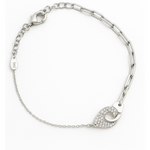 Load image into Gallery viewer, 925 Sterling Silver Link Chain Bracelet with CZ Leaf Charm - SILVER OCEAN 925 Sterling Silver Link Chain Bracelet with CZ Leaf Charm
