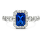 Load image into Gallery viewer, Royal Blue Sapphire &amp; CZ Silver Ring - SILVER OCEAN Royal Blue Sapphire &amp; CZ Silver Ring
