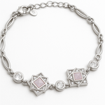 Load image into Gallery viewer, 925 Sterling Silver Geometric Star Bracelet with Pink Stone &amp; CZ Accents - SILVER OCEAN 925 Sterling Silver Geometric Star Bracelet with Pink Stone &amp; CZ Accents
