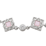 Load image into Gallery viewer, 925 Sterling Silver Geometric Star Bracelet with Pink Stone &amp; CZ Accents - SILVER OCEAN 925 Sterling Silver Geometric Star Bracelet with Pink Stone &amp; CZ Accents
