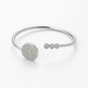 Contemporary Silver Kada with Circular Pave Crystal Design - SILVER OCEAN Contemporary Silver Kada with Circular Pave Crystal Design