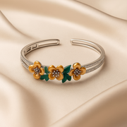 Designer Floral Silver Kada – Modern Elegance Meets Traditional Charm - SILVER OCEAN Designer Floral Silver Kada – Modern Elegance Meets Traditional Charm