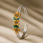 Load image into Gallery viewer, Designer Floral Silver Kada – Modern Elegance Meets Traditional Charm - SILVER OCEAN Designer Floral Silver Kada – Modern Elegance Meets Traditional Charm
